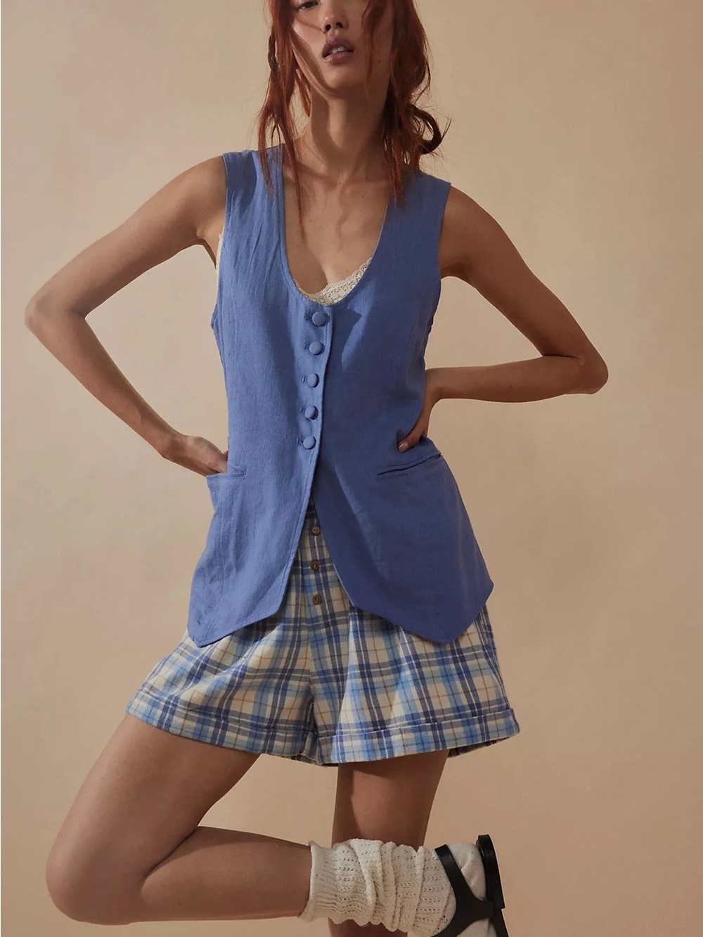 Free people Linen Millie Vest XL